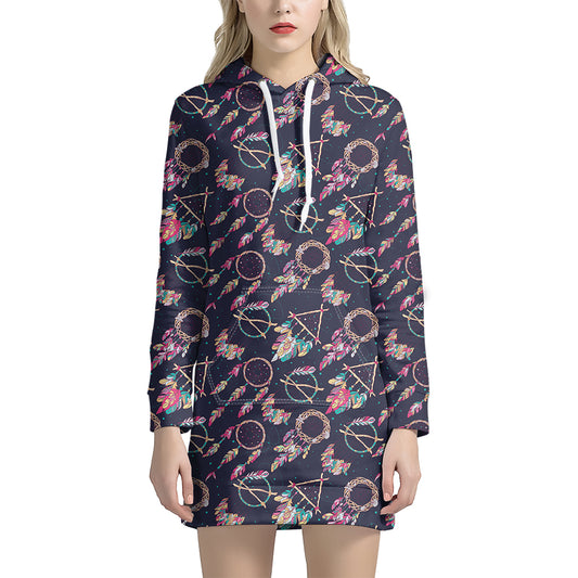 Native American Dream Catcher Print Hoodie Dress
