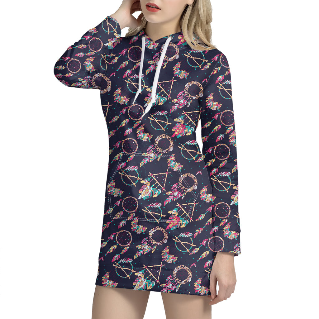 Native American Dream Catcher Print Hoodie Dress