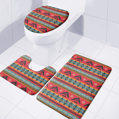 Native American Eagle Pattern Print 3 Piece Bath Mat Set