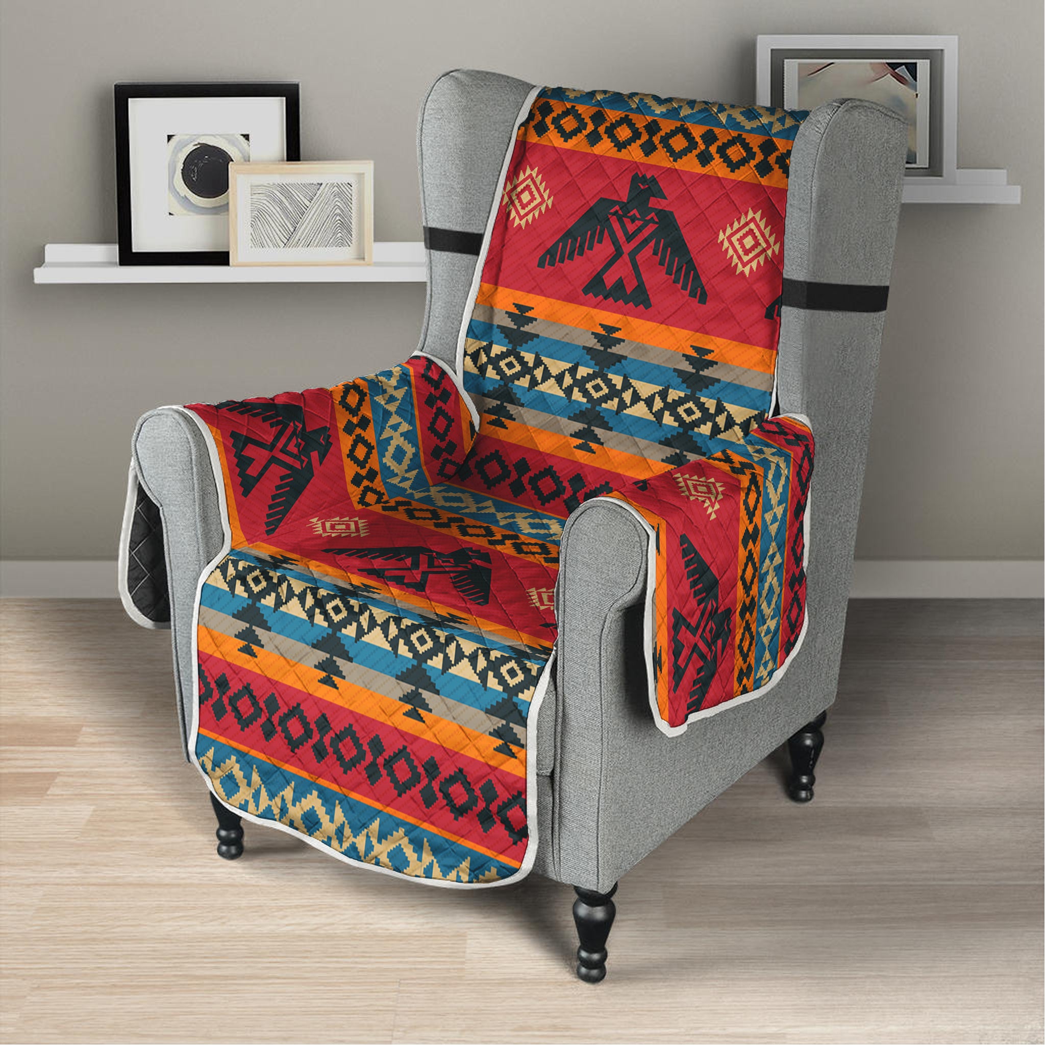 Native American Eagle Pattern Print Armchair Protector