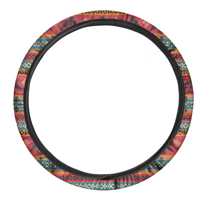 Native American Eagle Pattern Print Car Steering Wheel Cover