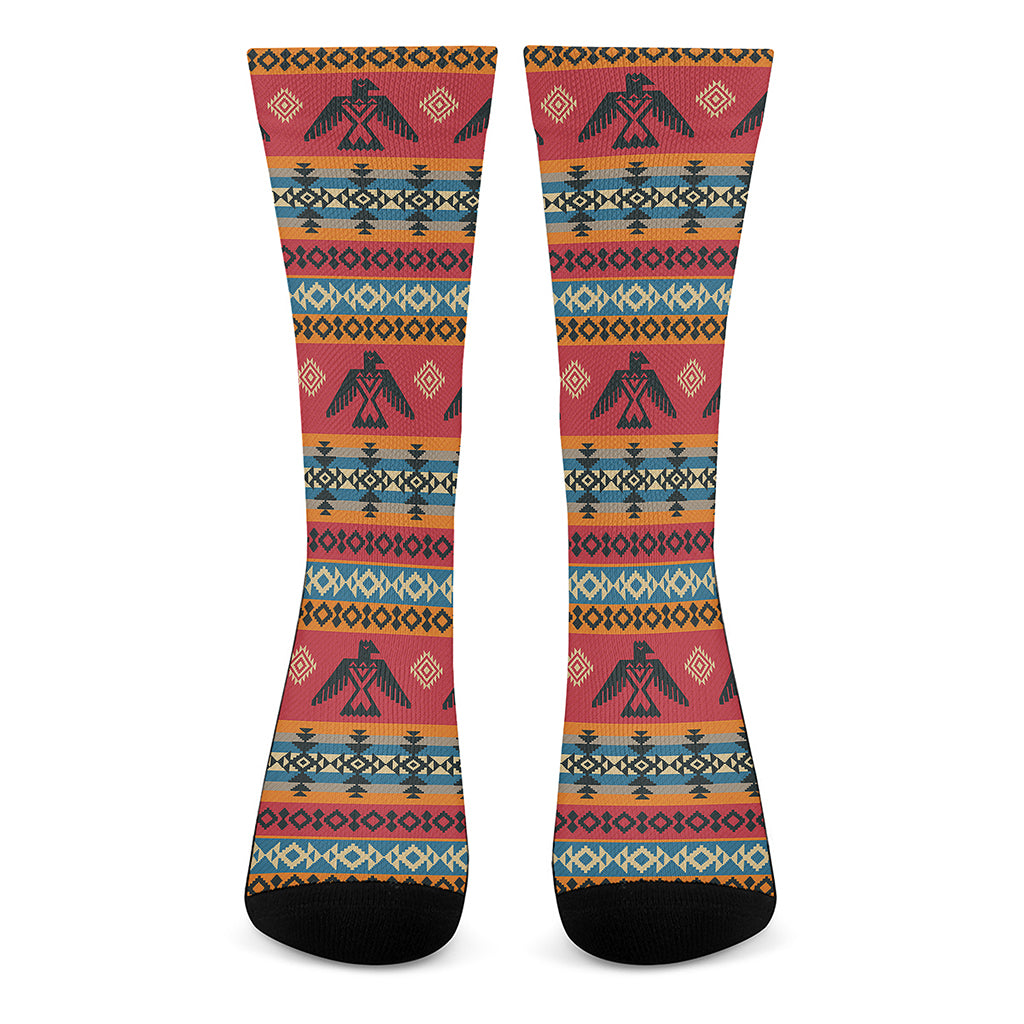 Native American Eagle Pattern Print Crew Socks