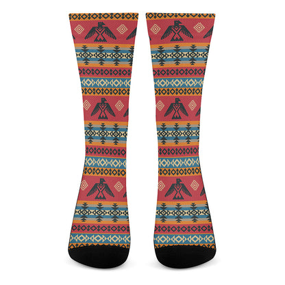 Native American Eagle Pattern Print Crew Socks