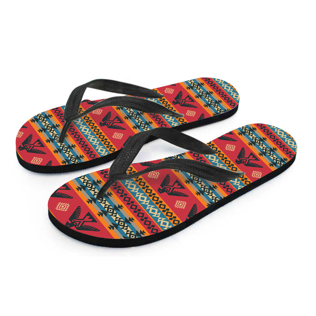 Native American Eagle Pattern Print Flip Flops
