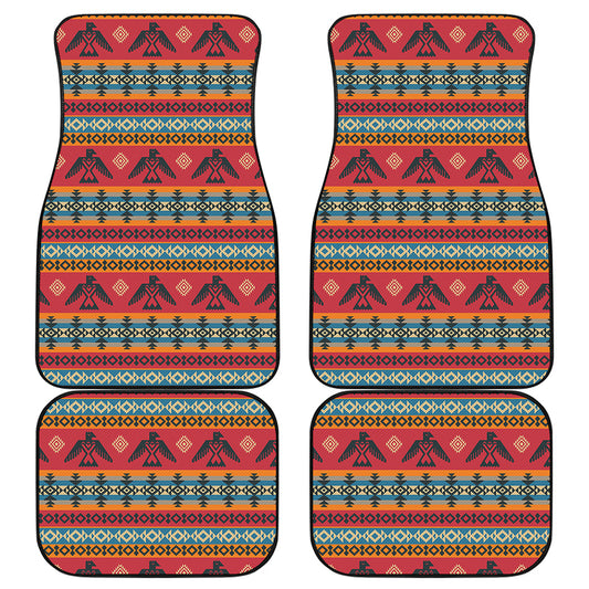 Native American Eagle Pattern Print Front and Back Car Floor Mats