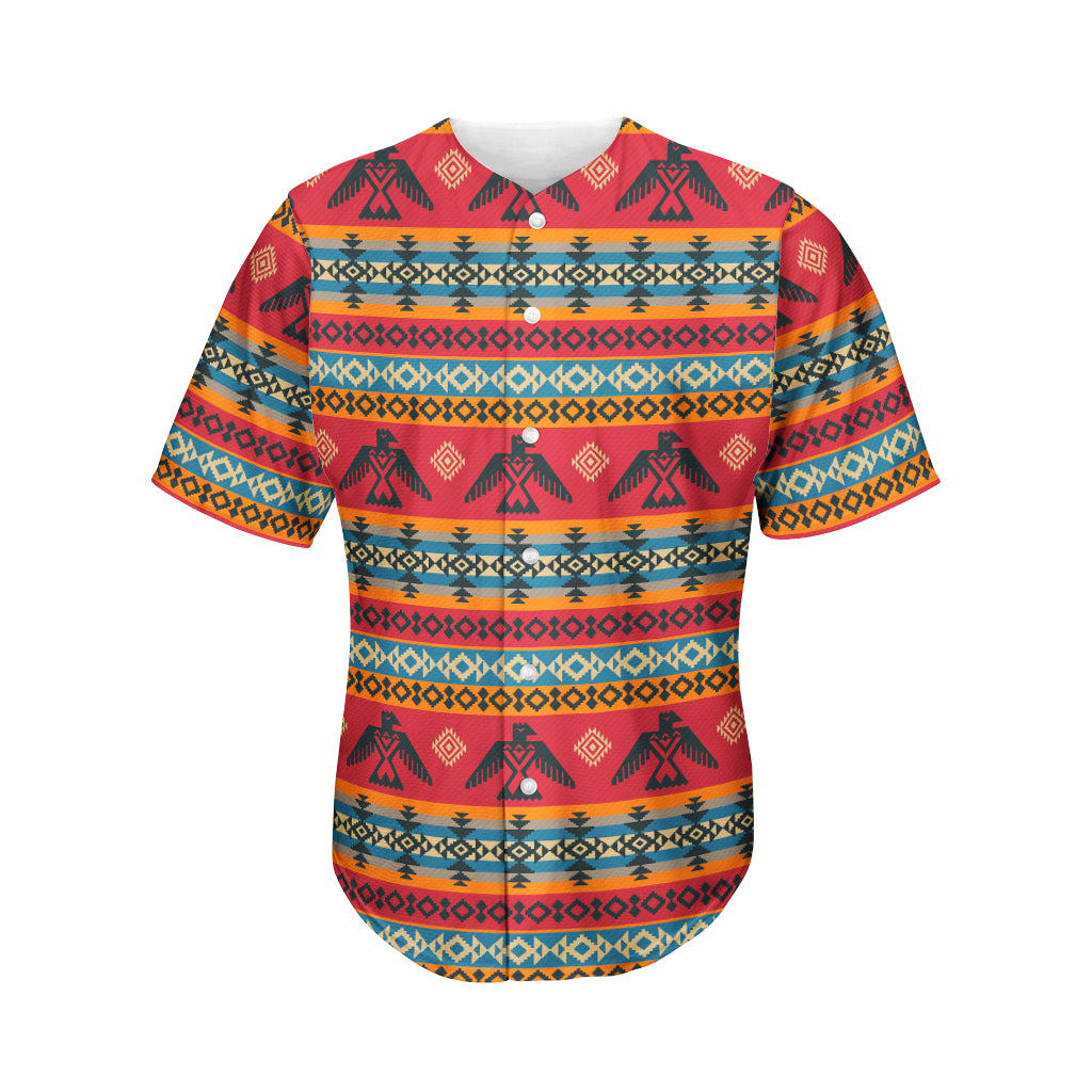 Native American Eagle Pattern Print Men's Baseball Jersey