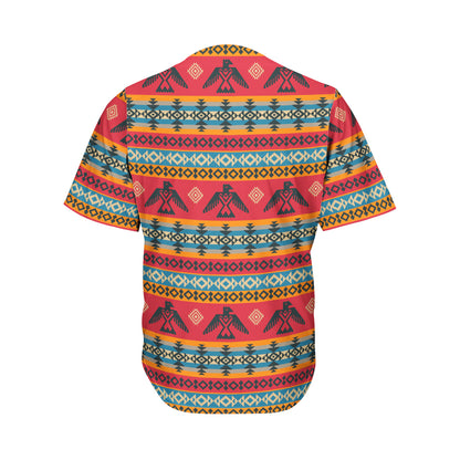 Native American Eagle Pattern Print Men's Baseball Jersey