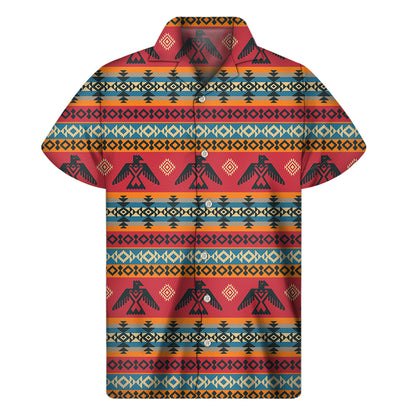 Native American Eagle Pattern Print Men's Short Sleeve Shirt
