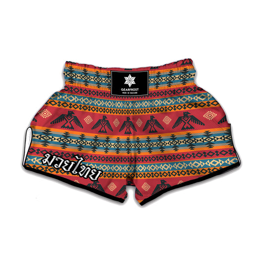 Native American Eagle Pattern Print Muay Thai Boxing Shorts