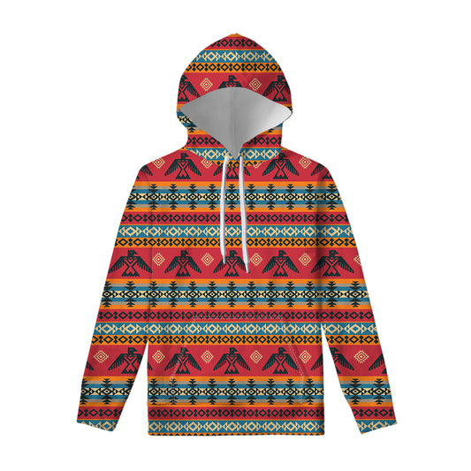 Native American Eagle Pattern Print Pullover Hoodie