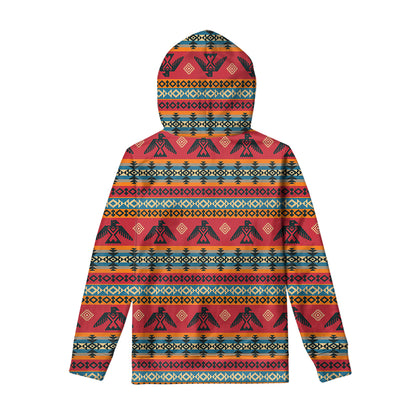 Native American Eagle Pattern Print Pullover Hoodie