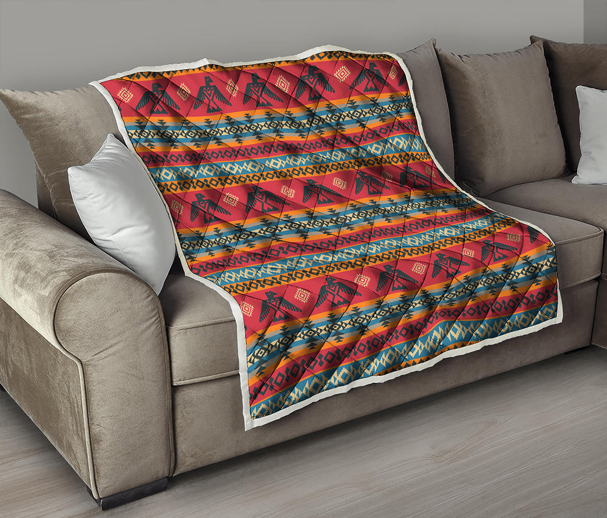 Native American Eagle Pattern Print Quilt