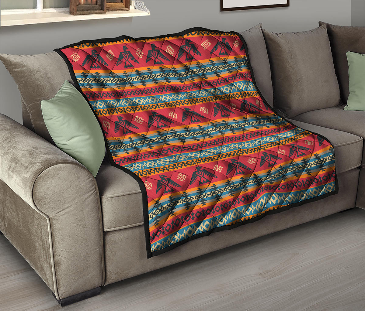 Native American Eagle Pattern Print Quilt