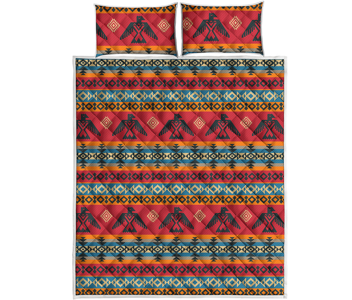 Native American Eagle Pattern Print Quilt Bed Set