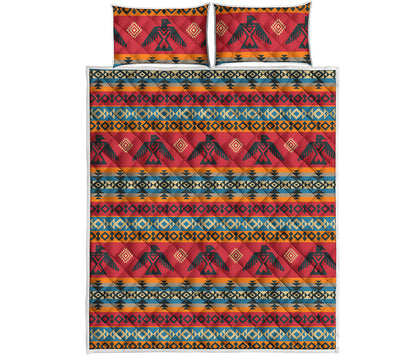 Native American Eagle Pattern Print Quilt Bed Set