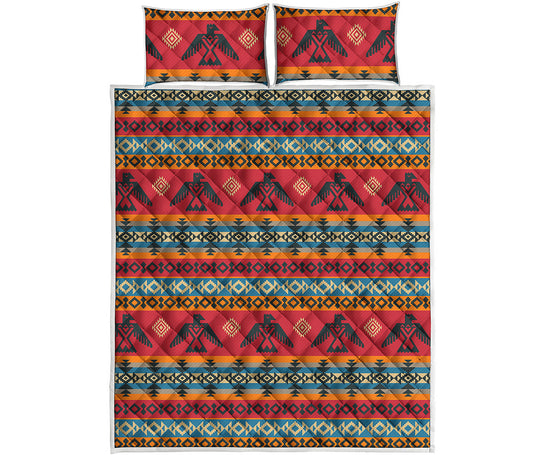 Native American Eagle Pattern Print Quilt Bed Set
