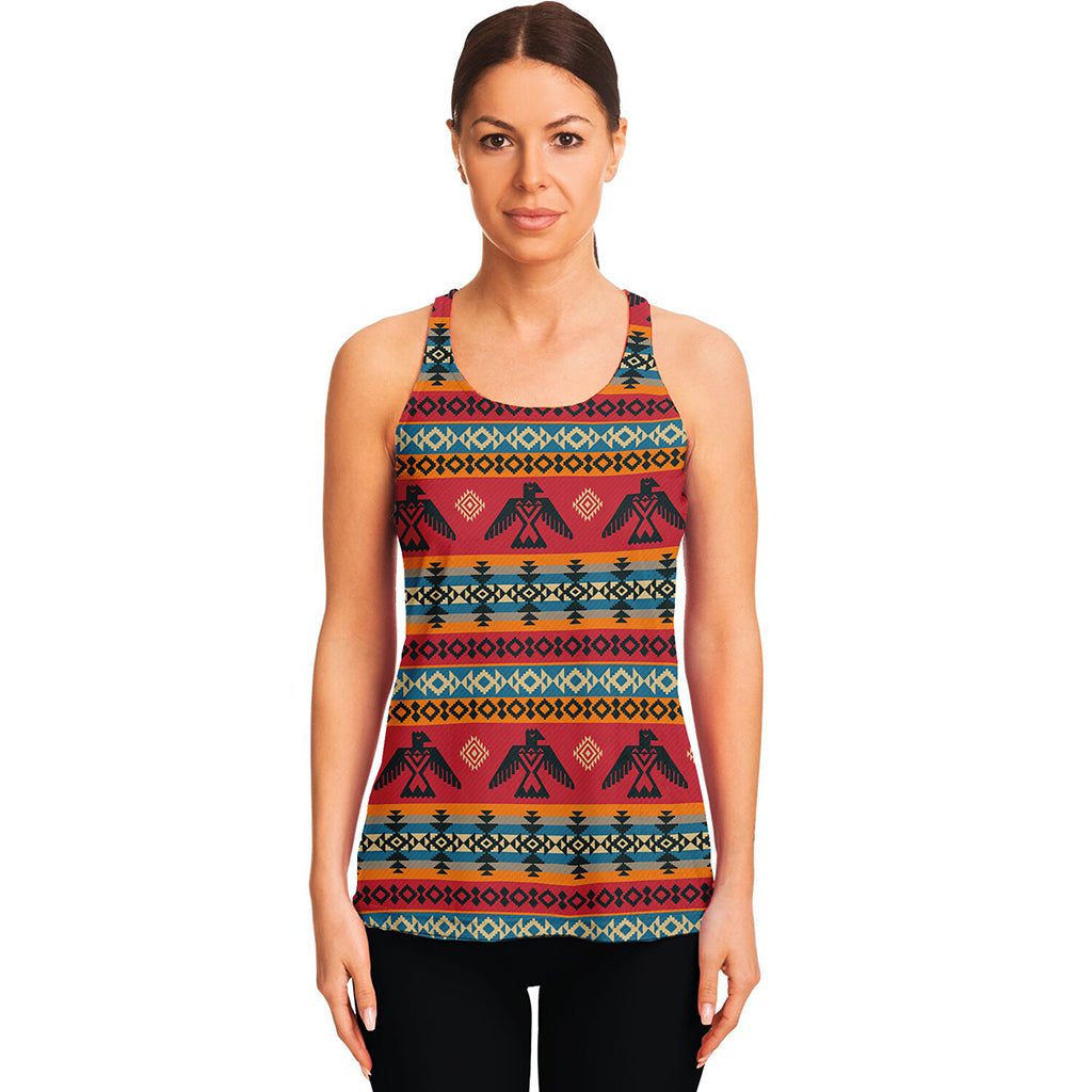 Native American Eagle Pattern Print Women's Racerback Tank Top
