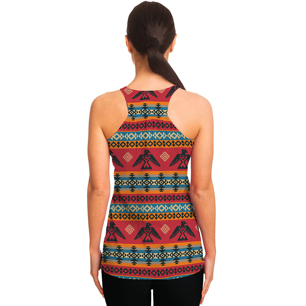 Native American Eagle Pattern Print Women's Racerback Tank Top