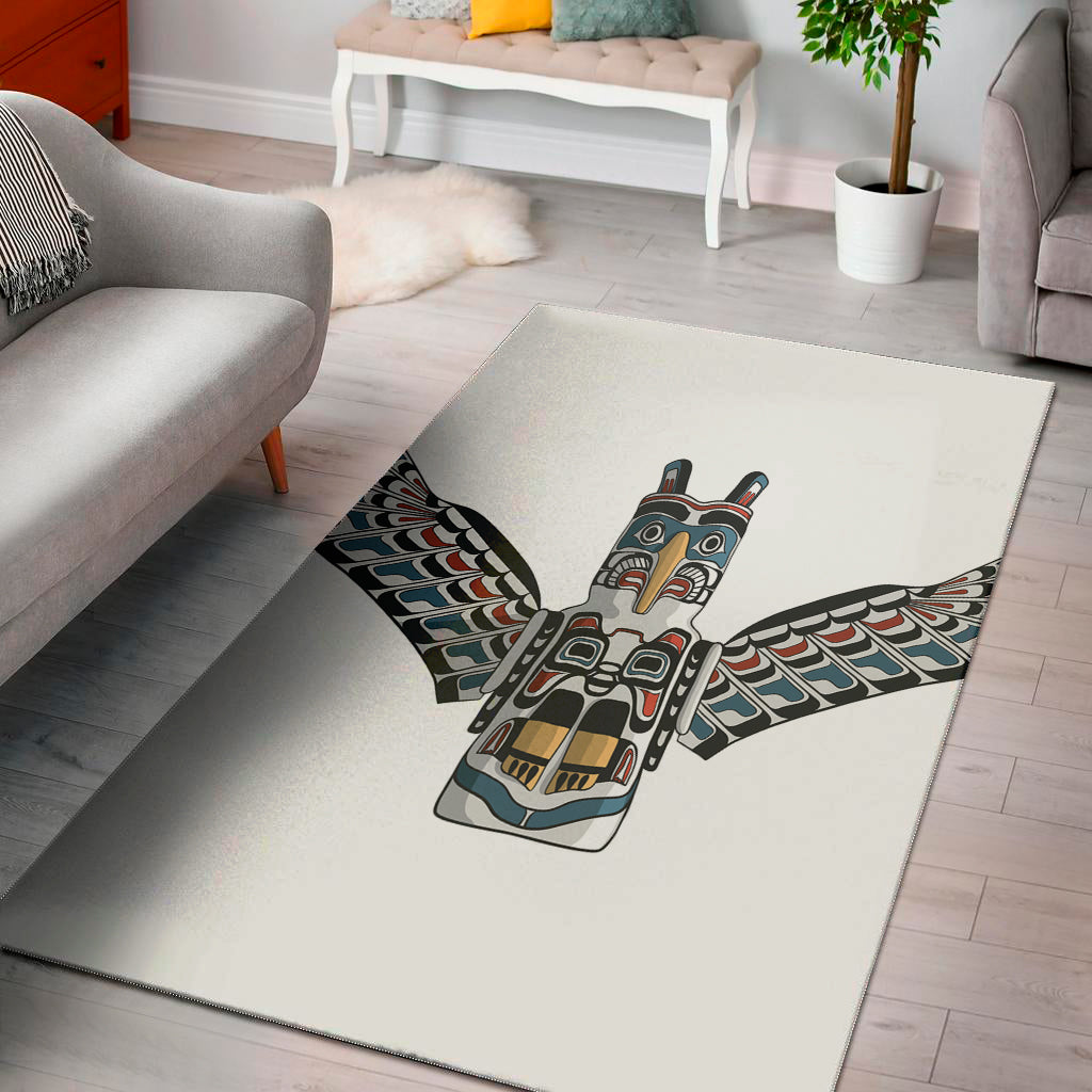 Native American Eagle Totem Print Area Rug