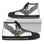 Native American Eagle Totem Print Black High Top Shoes