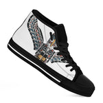 Native American Eagle Totem Print Black High Top Shoes