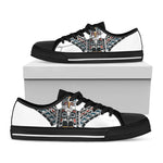 Native American Eagle Totem Print Black Low Top Shoes 
