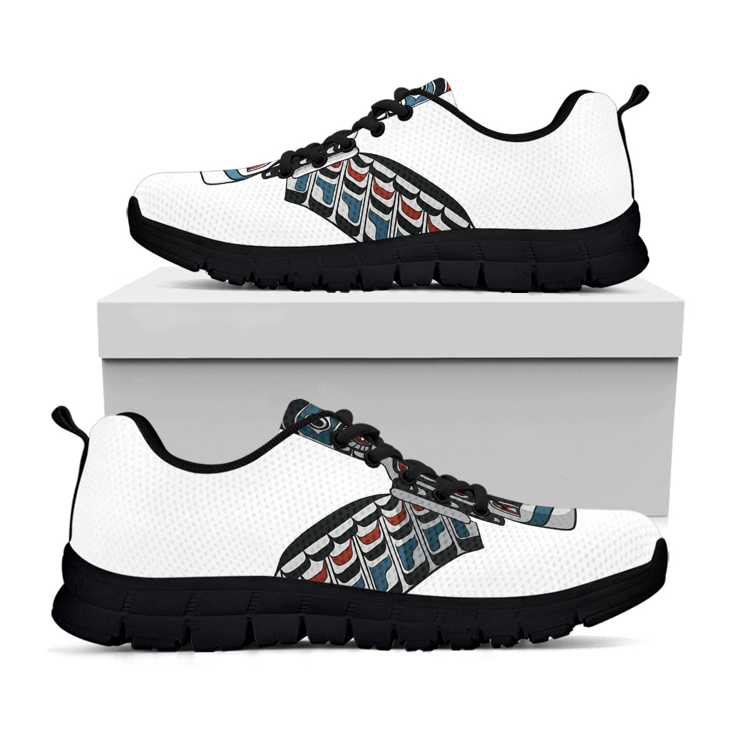 Native American Eagle Totem Print Black Sneakers