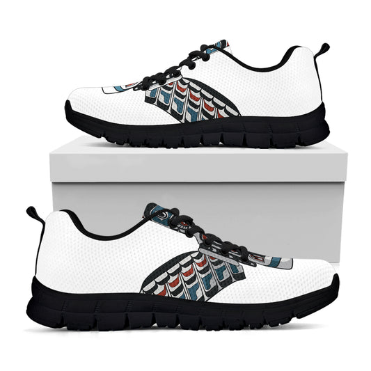 Native American Eagle Totem Print Black Sneakers