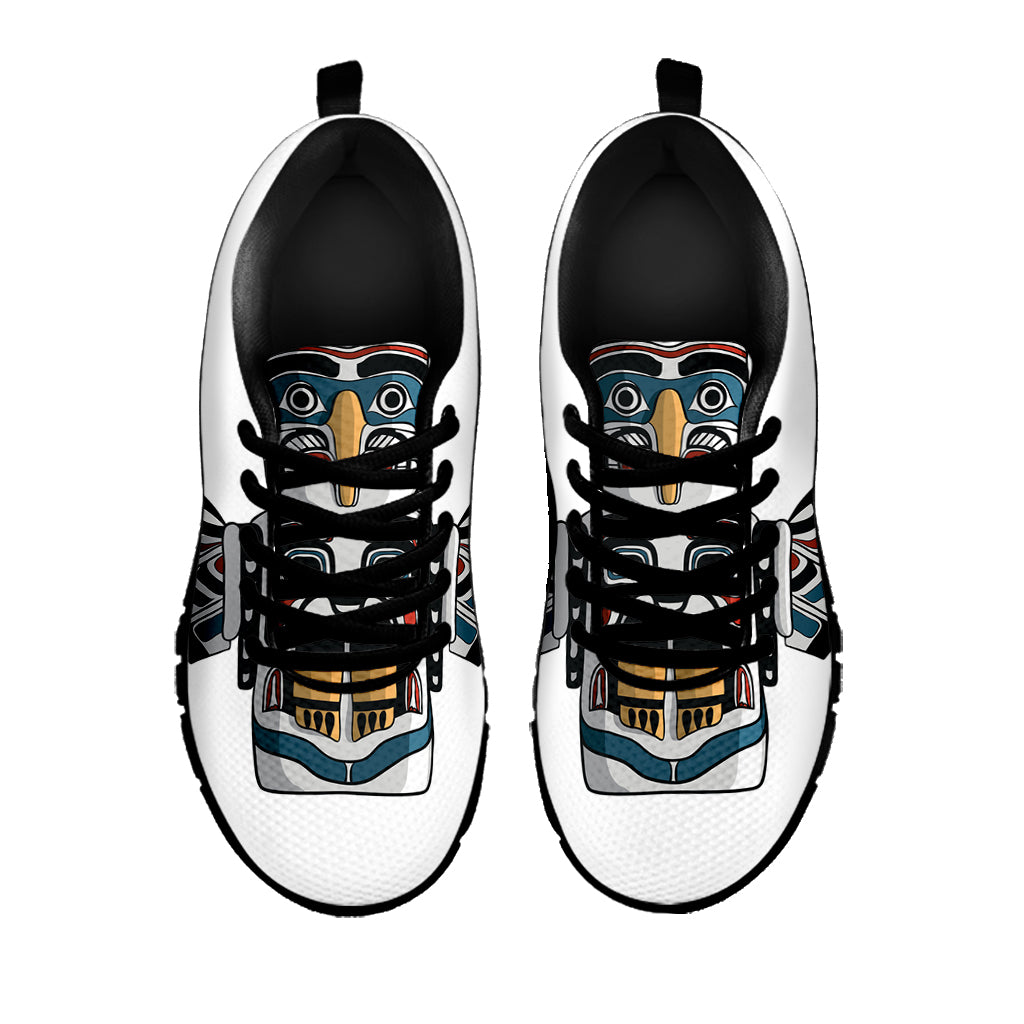 Native American Eagle Totem Print Black Sneakers