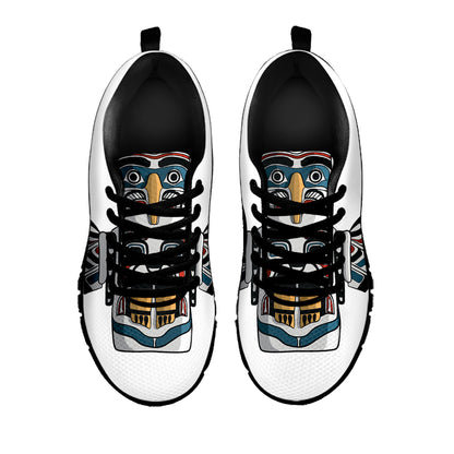 Native American Eagle Totem Print Black Sneakers