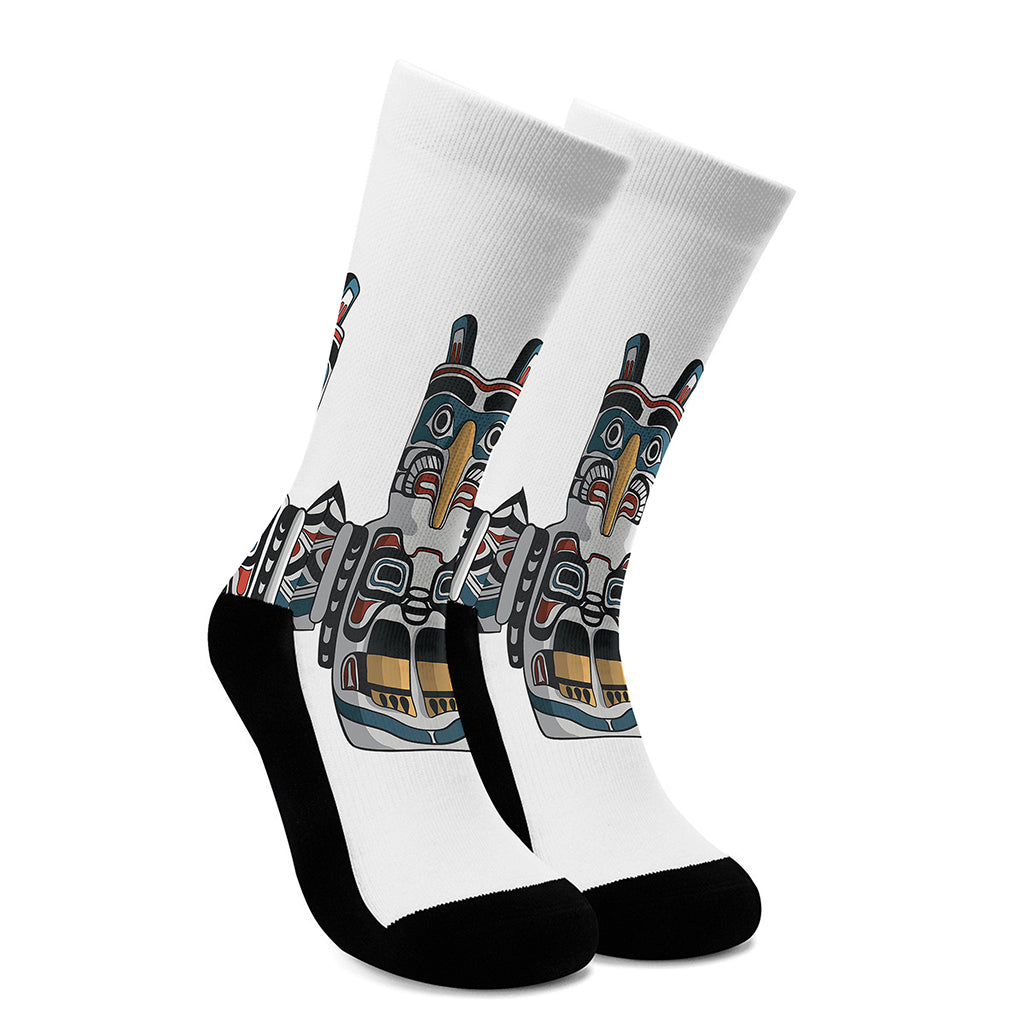 Native American Eagle Totem Print Crew Socks