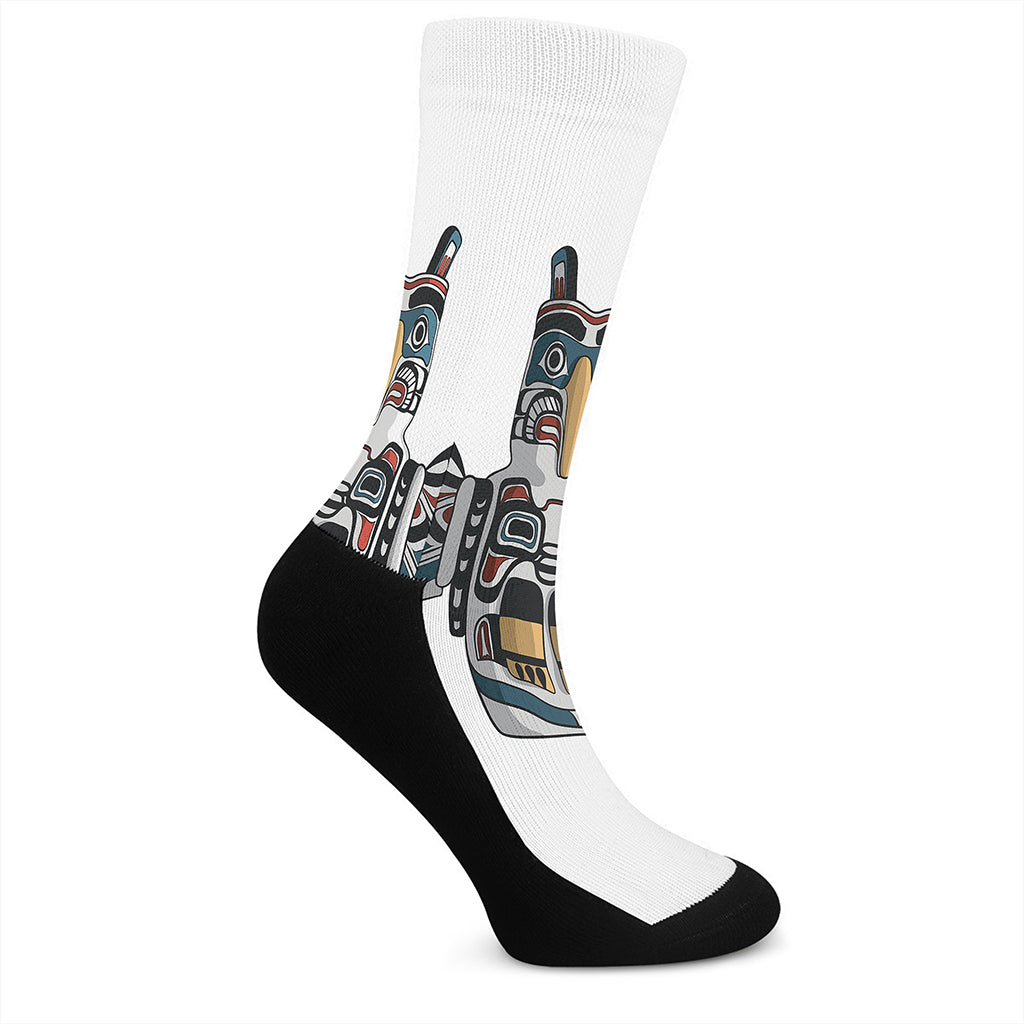 Native American Eagle Totem Print Crew Socks