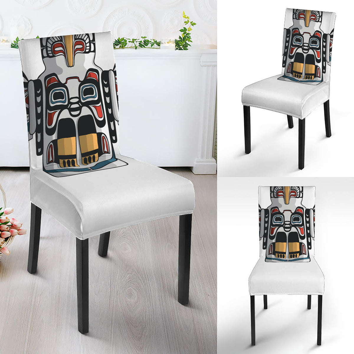 Native American Eagle Totem Print Dining Chair Slipcover