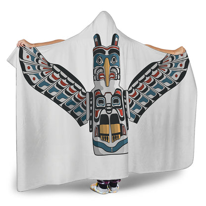 Native American Eagle Totem Print Hooded Blanket