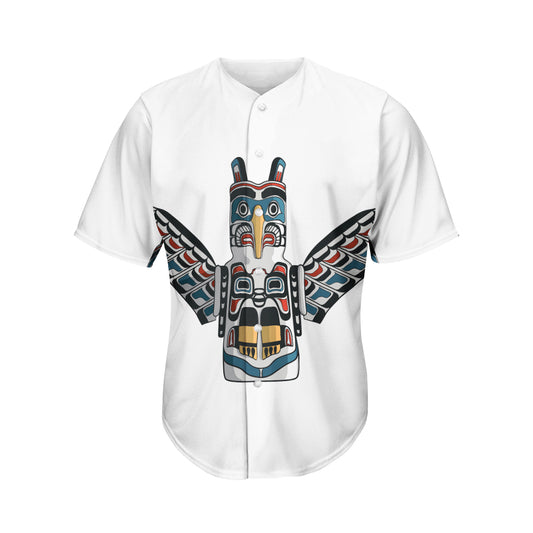 Native American Eagle Totem Print Men's Baseball Jersey