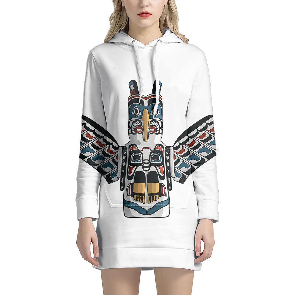 Native American Eagle Totem Print Pullover Hoodie Dress