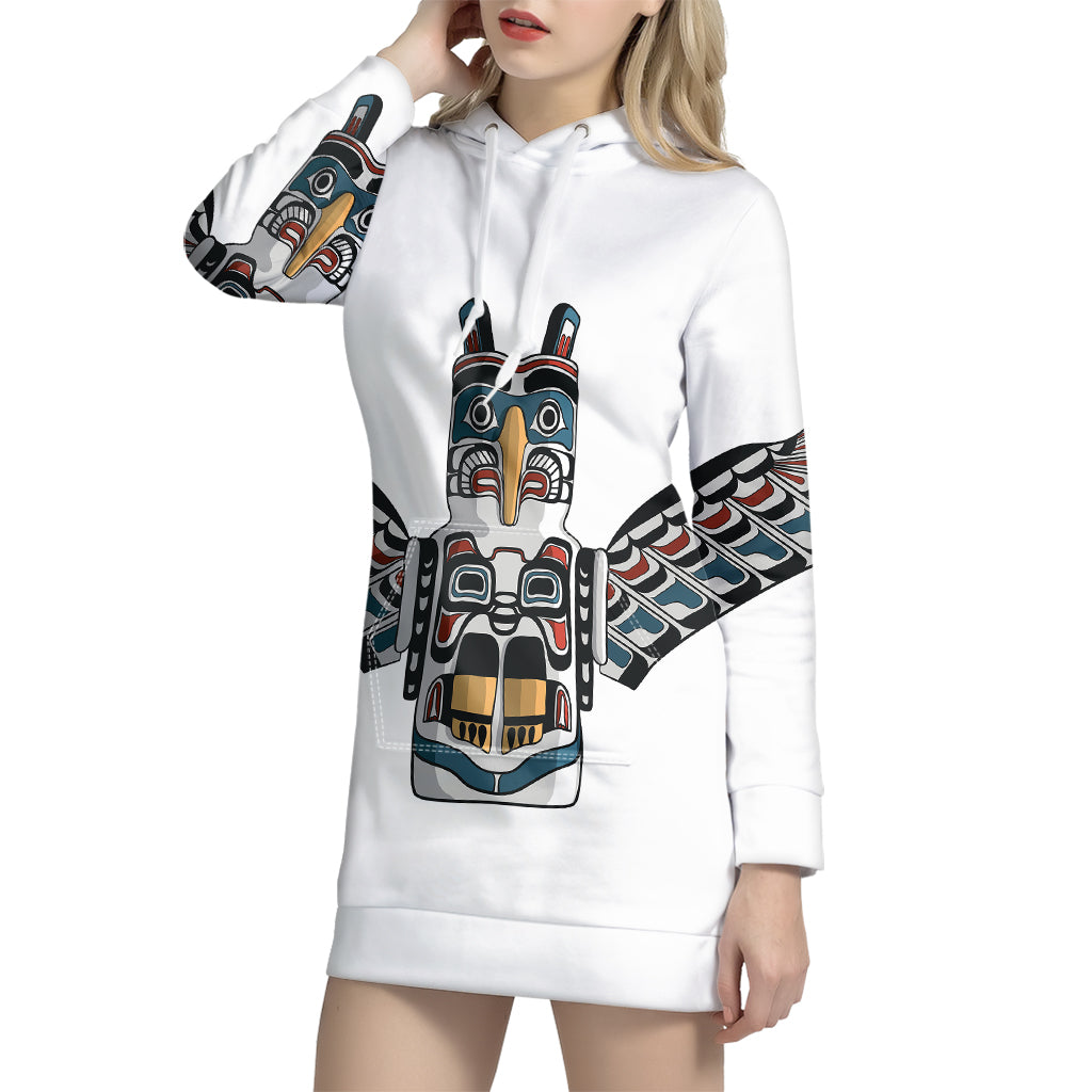 Native American Eagle Totem Print Pullover Hoodie Dress