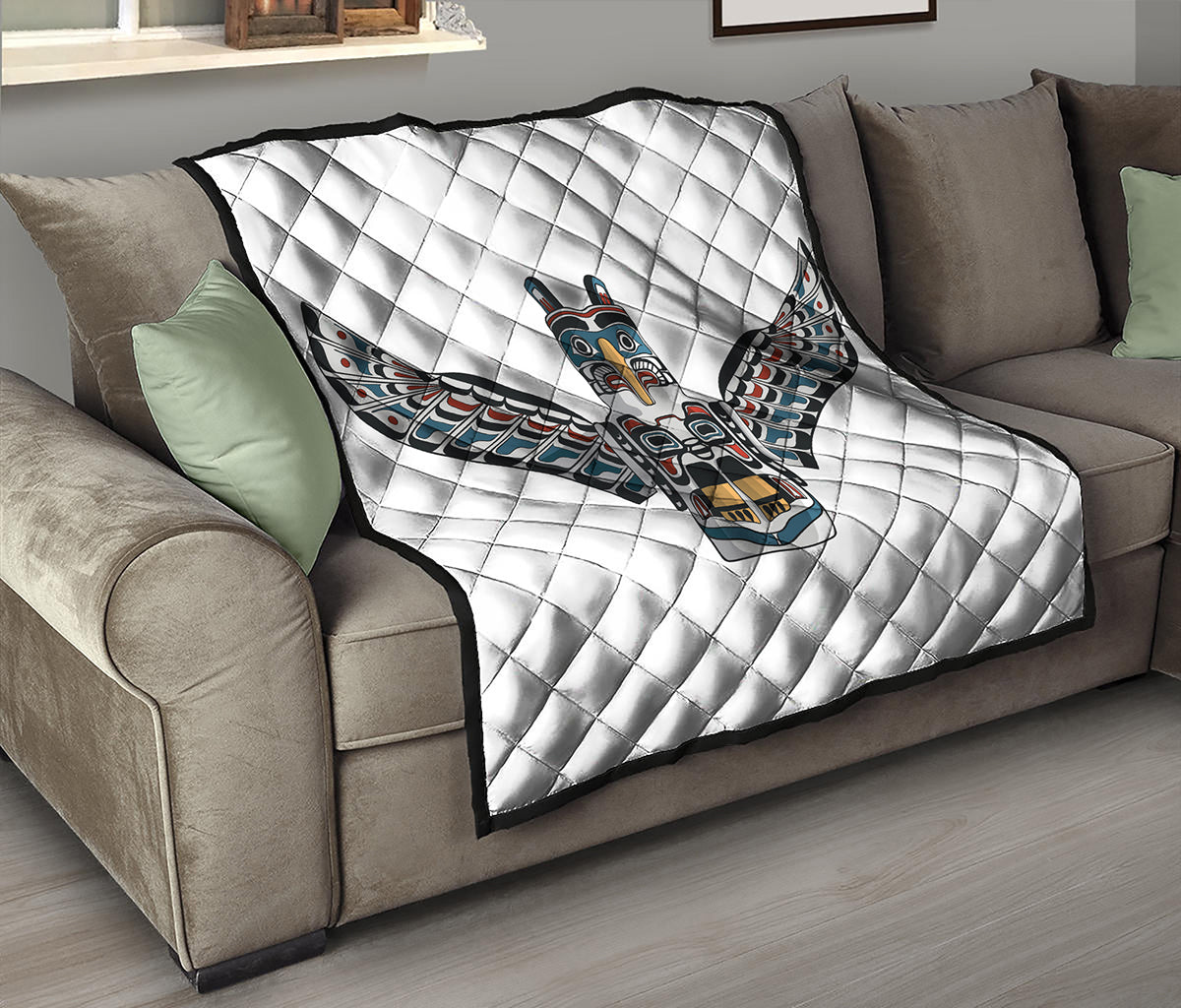 Native American Eagle Totem Print Quilt