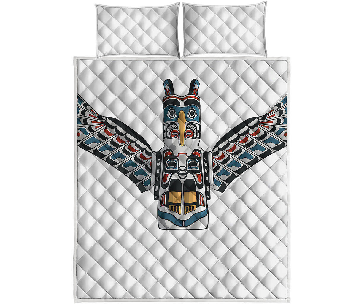 Native American Eagle Totem Print Quilt Bed Set