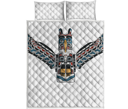 Native American Eagle Totem Print Quilt Bed Set