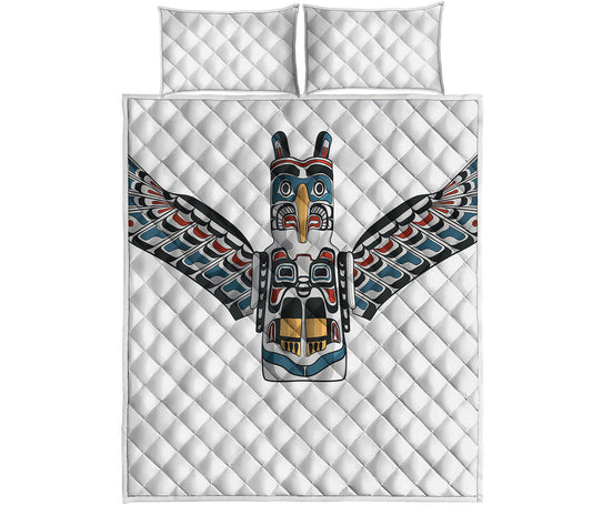 Native American Eagle Totem Print Quilt Bed Set