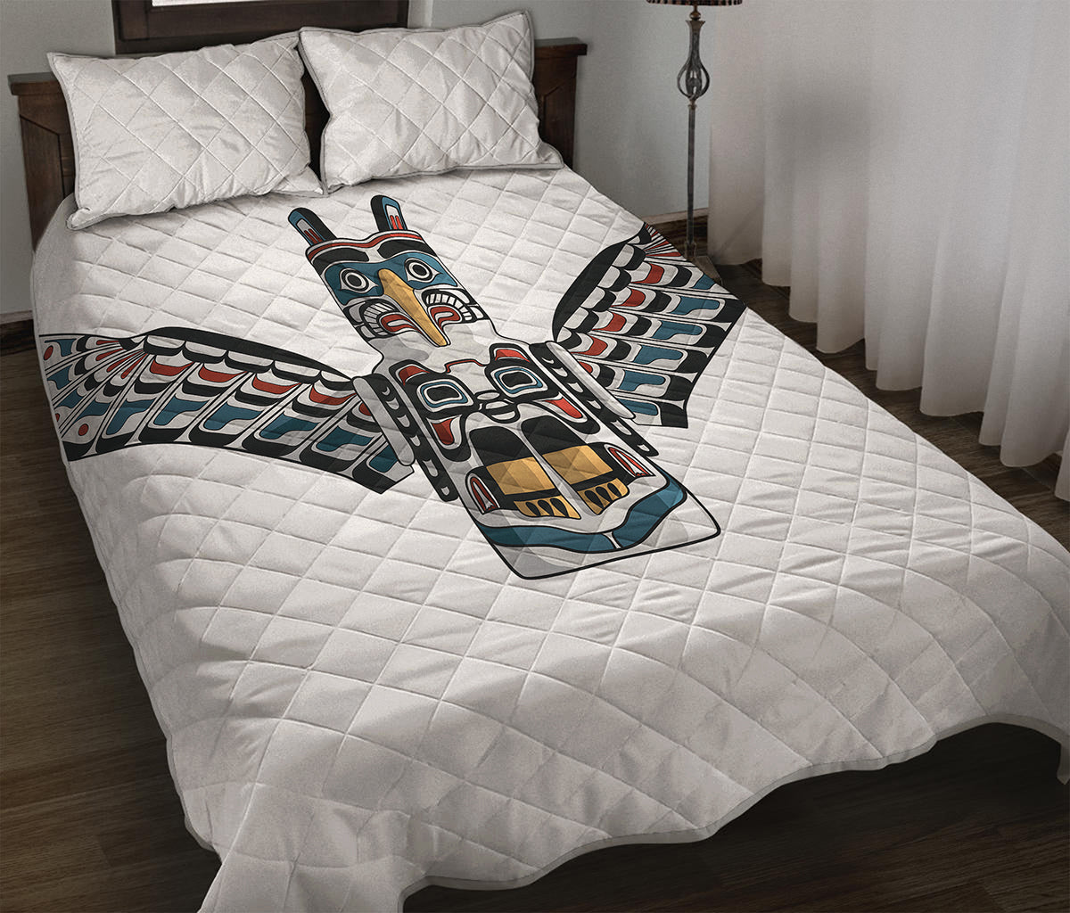 Native American Eagle Totem Print Quilt Bed Set