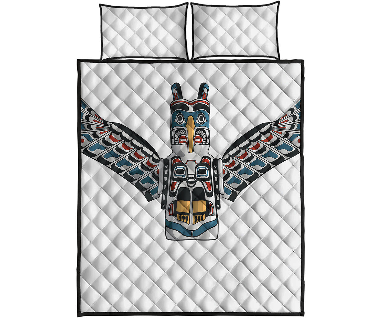 Native American Eagle Totem Print Quilt Bed Set