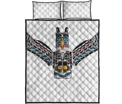 Native American Eagle Totem Print Quilt Bed Set