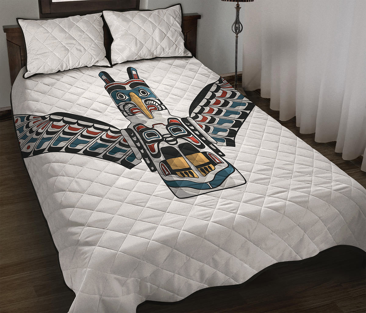 Native American Eagle Totem Print Quilt Bed Set