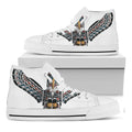 Native American Eagle Totem Print White High Top Sneakers