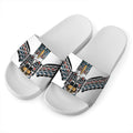Native American Eagle Totem Print White Slide Sandals