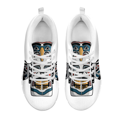 Native American Eagle Totem Print White Sneakers