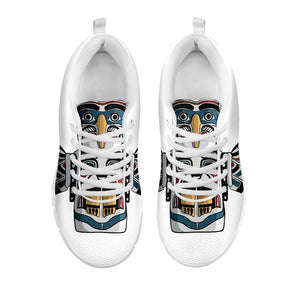 Native American Eagle Totem Print White Sneakers