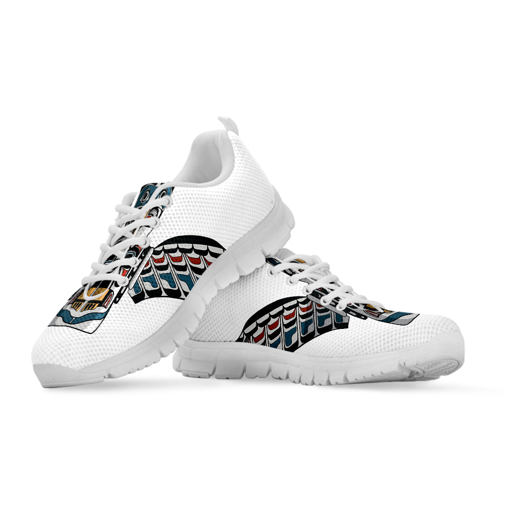 Native American Eagle Totem Print White Sneakers